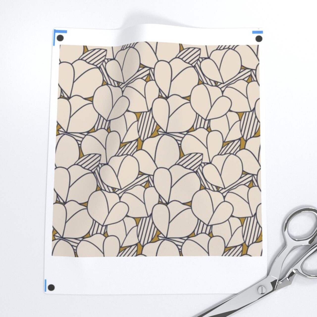 Modern Flower Tulip Floral Geometric Art Deco Beige Navy Bold Lines Feminine Large Scale Ginger Ochre Custom Pre-pasted Wallpaper by Spoonflower Pre-Pasted Wallpaper 2FT Wide